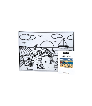 ENFANTS A LA PLAGE - Tableau velours et son livret éducatif - Ludocolor