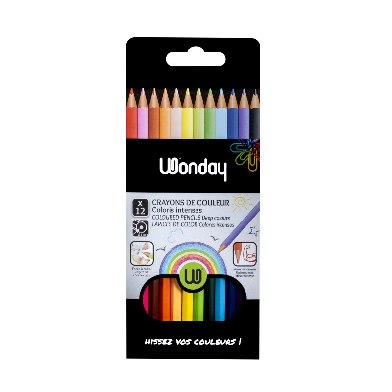 Lot de 12 crayons de couleur - Wonday