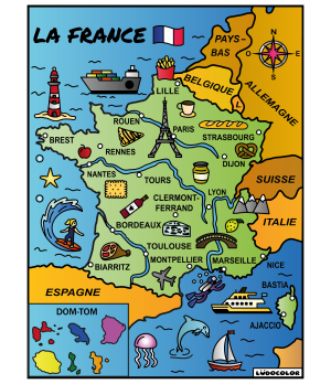 LA CARTE DE FRANCE - Tableau velours et son Ludoguide - Ludocolor