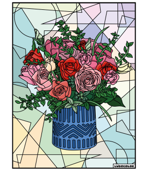 LE BOUQUET DE ROSES - Tableau velours et son Ludoguide - Ludocolor