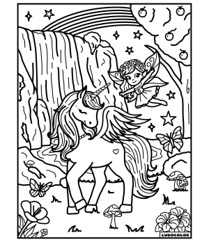 LA LICORNE CASCADE - Tableau velours et son Ludoguide - Ludocolor