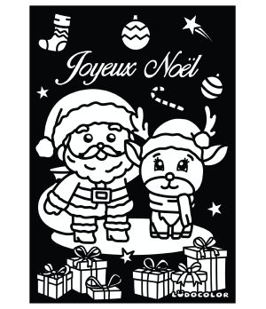 PERE NOËL - Carte velours et son enveloppe - Ludocolor