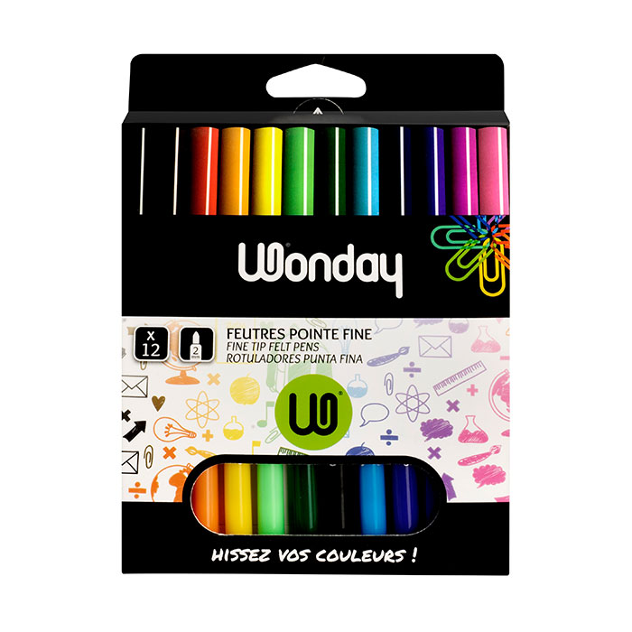 12 feutres pointe fine Wonday