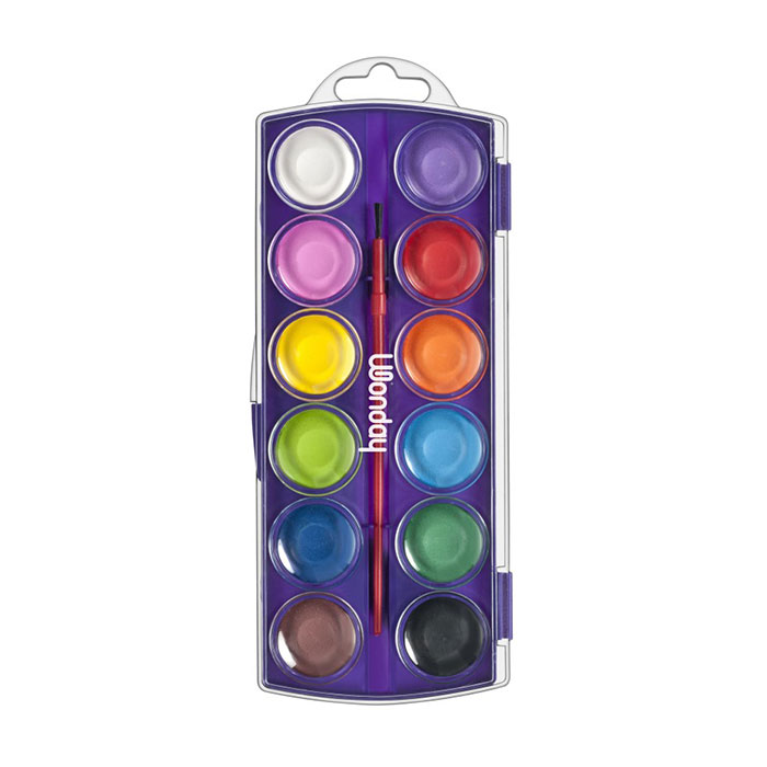12 pastilles de gouache + 1 pinceau - Wonday