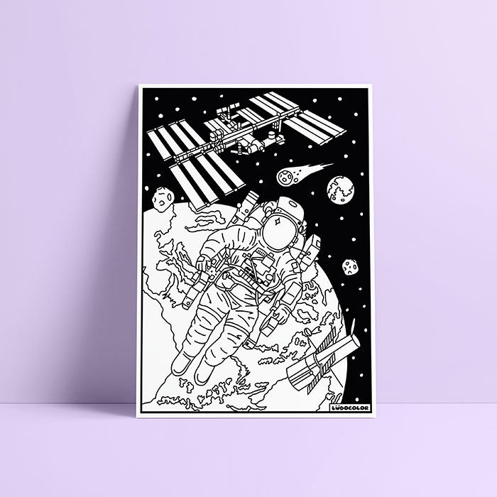 Coloriage velours Astronaute
