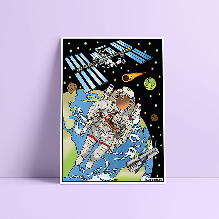 Coloriage velours Astronaute