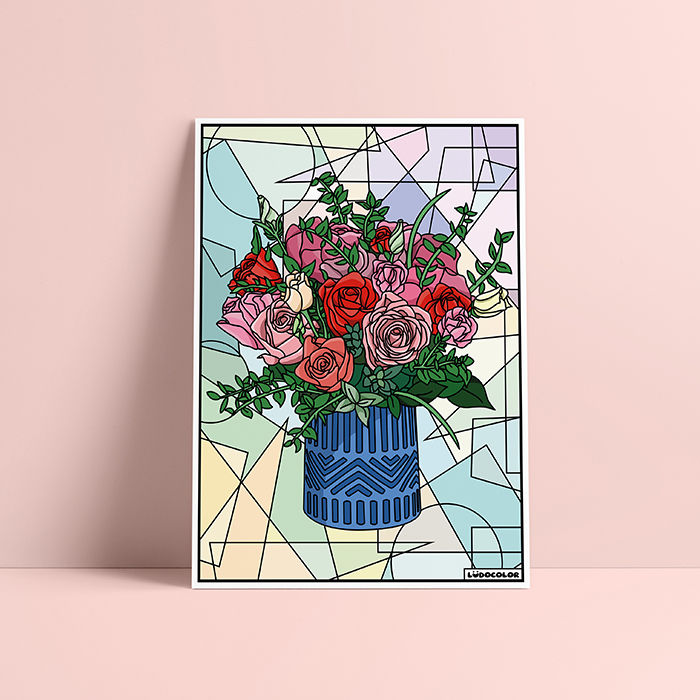 Coloriage velours Bouquet de roses