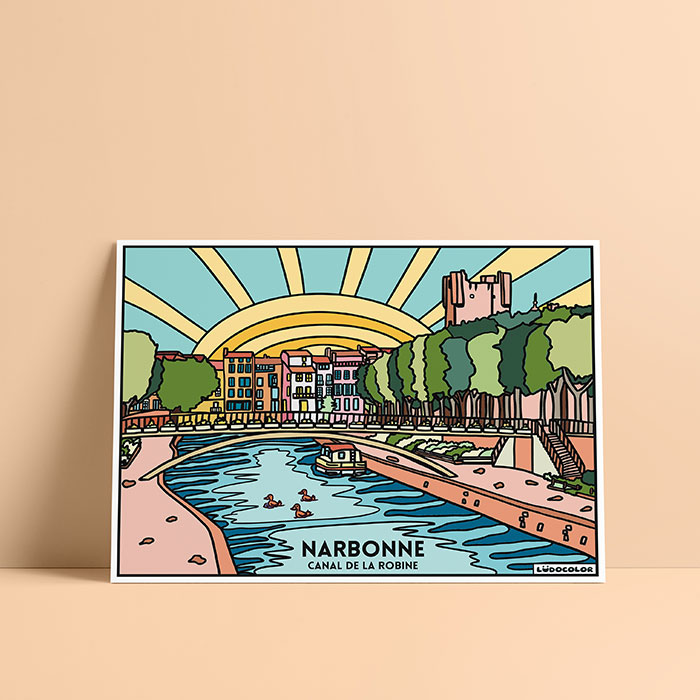 Coloriage velours Narbonne - Canal de la Robine