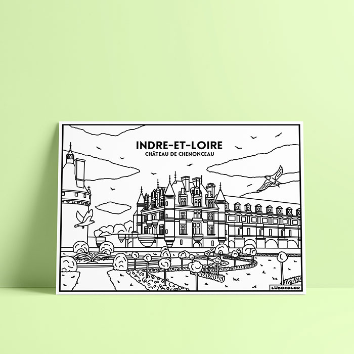 Coloriage velours Indre-et-Loire - Château de Chenonceau