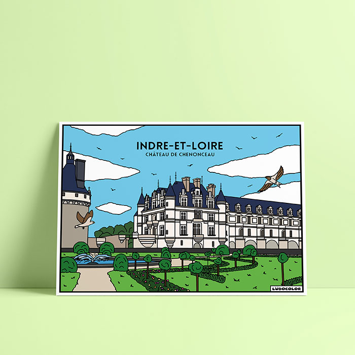 Coloriage velours Indre-et-Loire - Château de Chenonceau