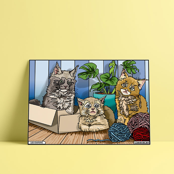 Coloriage velours chatons