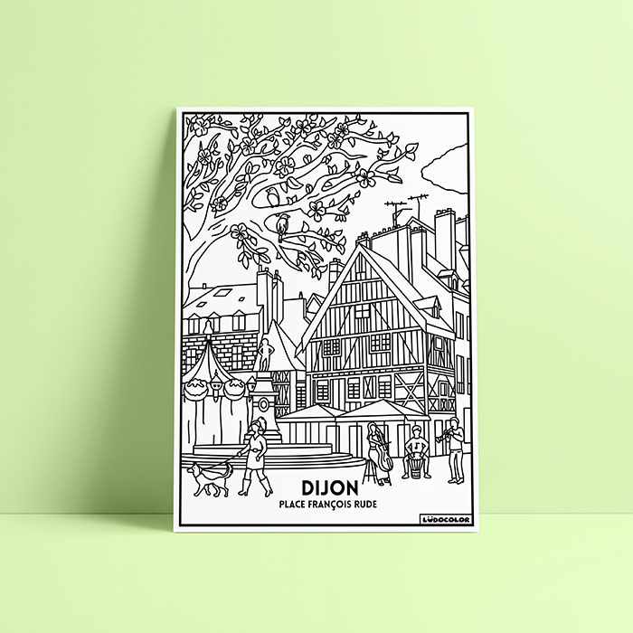 Coloriage velours Dijon - Place François Rude