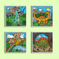 Coloriage velours dinosaures