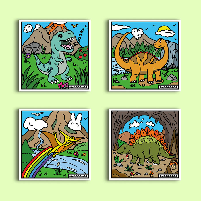 Coloriage velours dinosaures