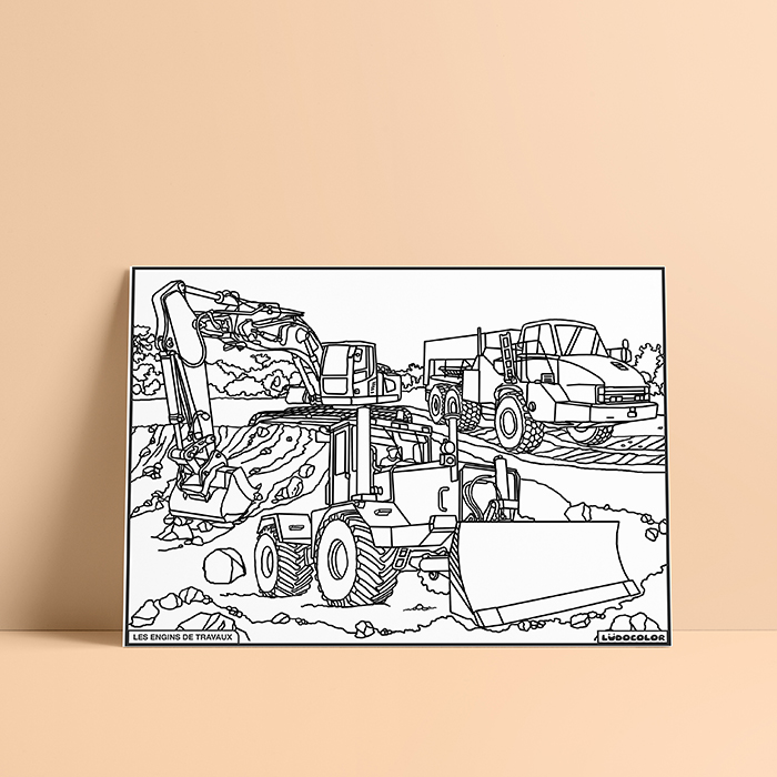 Coloriage velours Engins de travaux