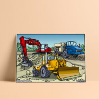Coloriage velours Engins de travaux