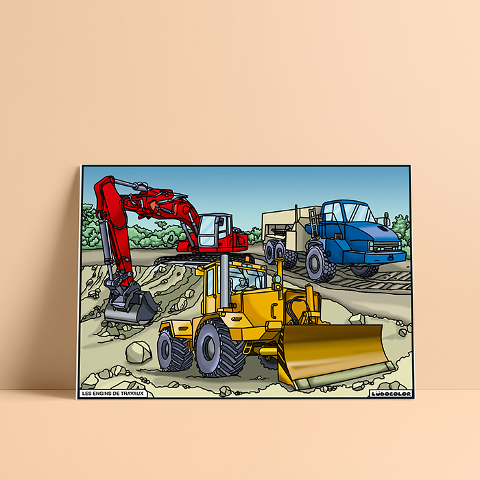 Coloriage velours Engins de travaux