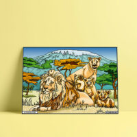 Coloriage velours Lion