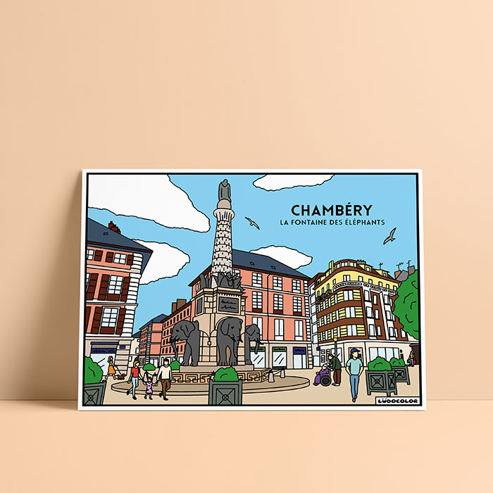 Coloriage velours Chambéry - La Fontaine des Éléphants