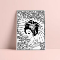 Coloriage velours Geisha