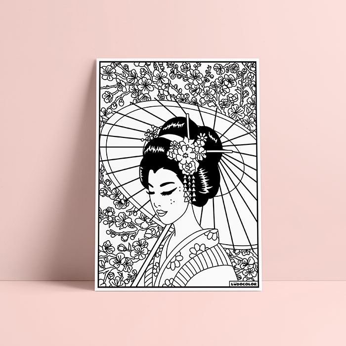 Coloriage velours Geisha