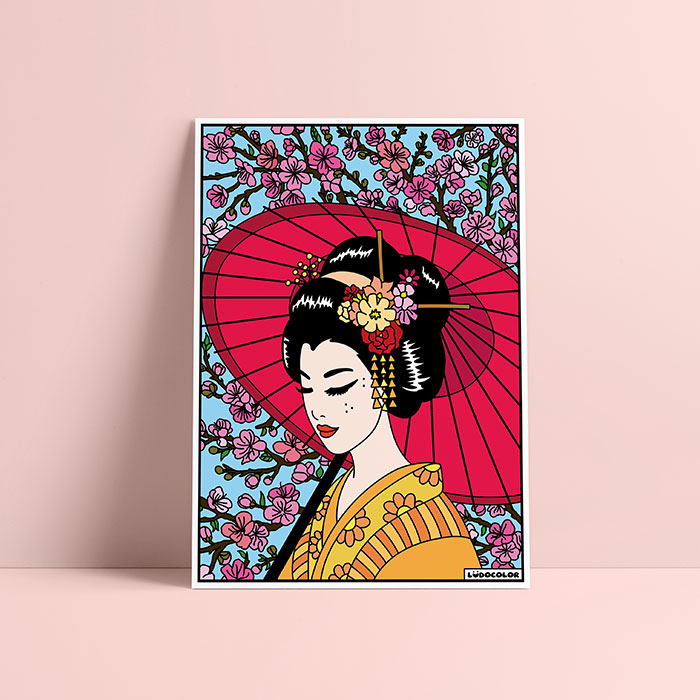Coloriage velours Geisha