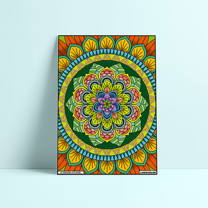 Coloriage velours Mandala floral