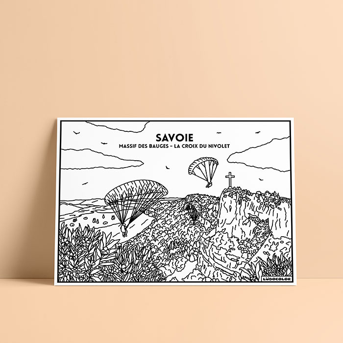 Coloriage velours Savoie - Massif des Bauges - La croix du Nivolet