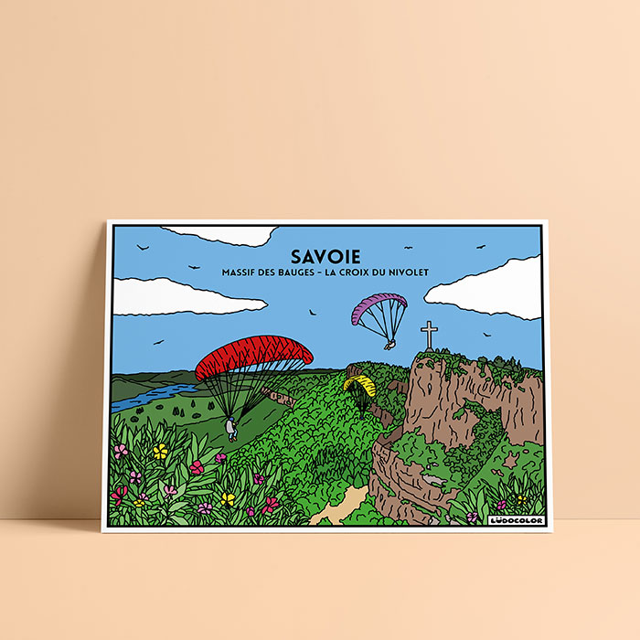 Coloriage velours Savoie - Massif des Bauges - La croix du Nivolet