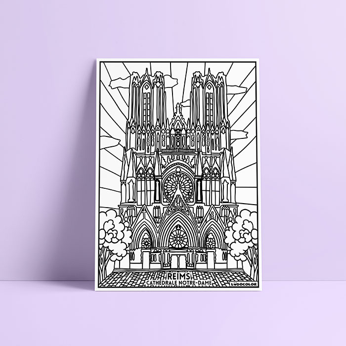 Coloriage velours Cathédrale de Reims