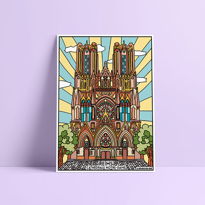 Coloriage velours Cathédrale de Reims