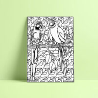 Coloriage velours perroquet