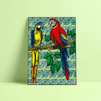 Coloriage velours perroquet