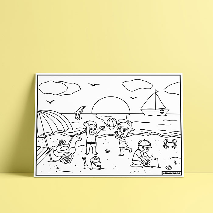 Coloriage velours La plage