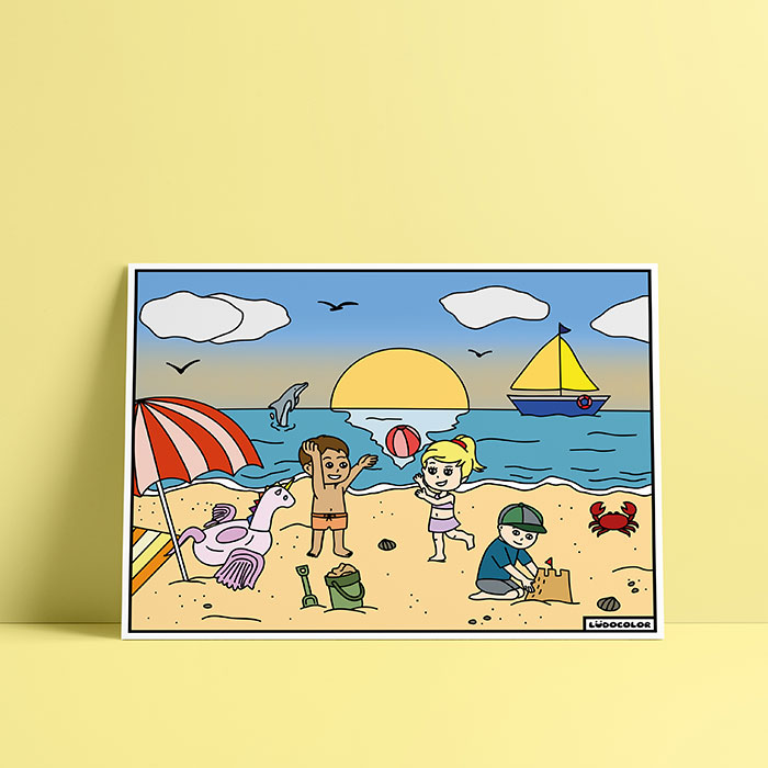 Coloriage velours La plage