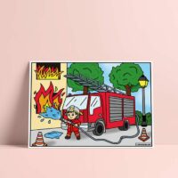 Coloriage velours pompier