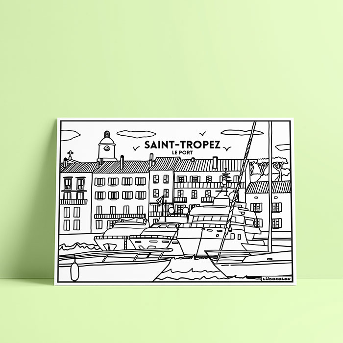 Coloriage velours Le Port de Saint Tropez