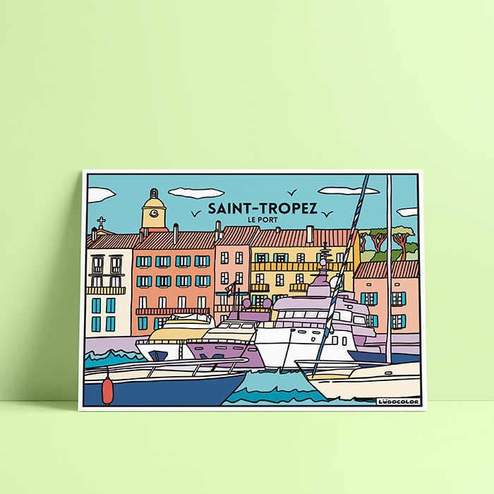 Coloriage velours Le Port de Saint Tropez