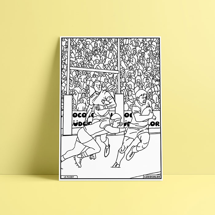 Coloriage velours Rugby