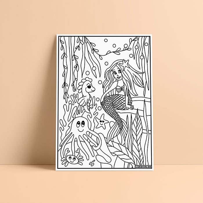 Coloriage velours sirène