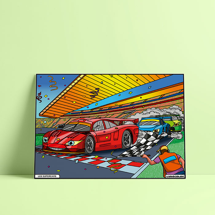Coloriage velours Supercars