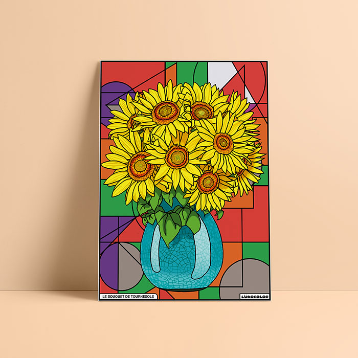 Coloriage velours Bouquet de tournesols