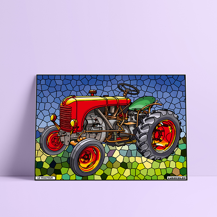 Coloriage velours Tracteur