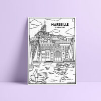 Coloriage velours Marseille - Le Vieux-Port