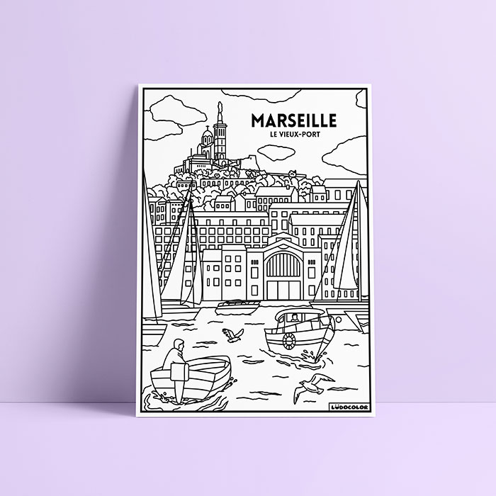 Coloriage velours Marseille - Le Vieux-Port