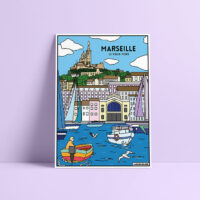Coloriage velours Marseille - Le Vieux-Port