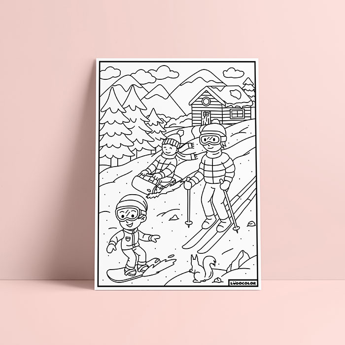 Coloriage velours sports d'hiver