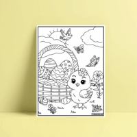 Coloriage velours Poussin de Pâques