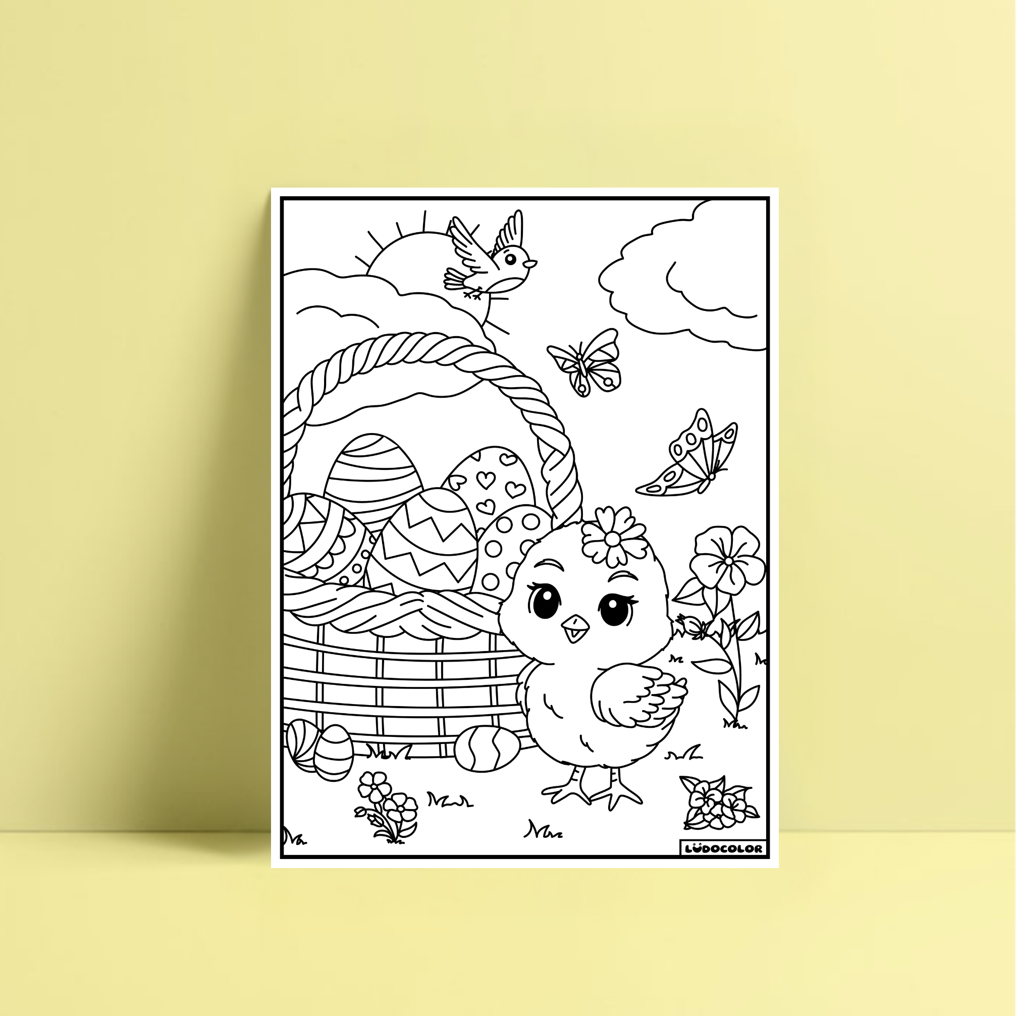 Coloriage velours Poussin de Pâques