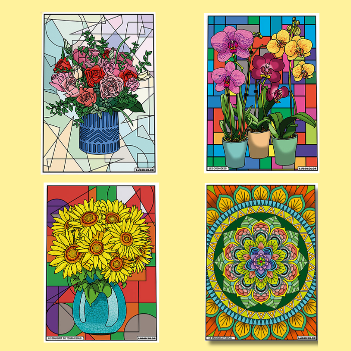Modèles couleurs Tableaux Velours fleurs